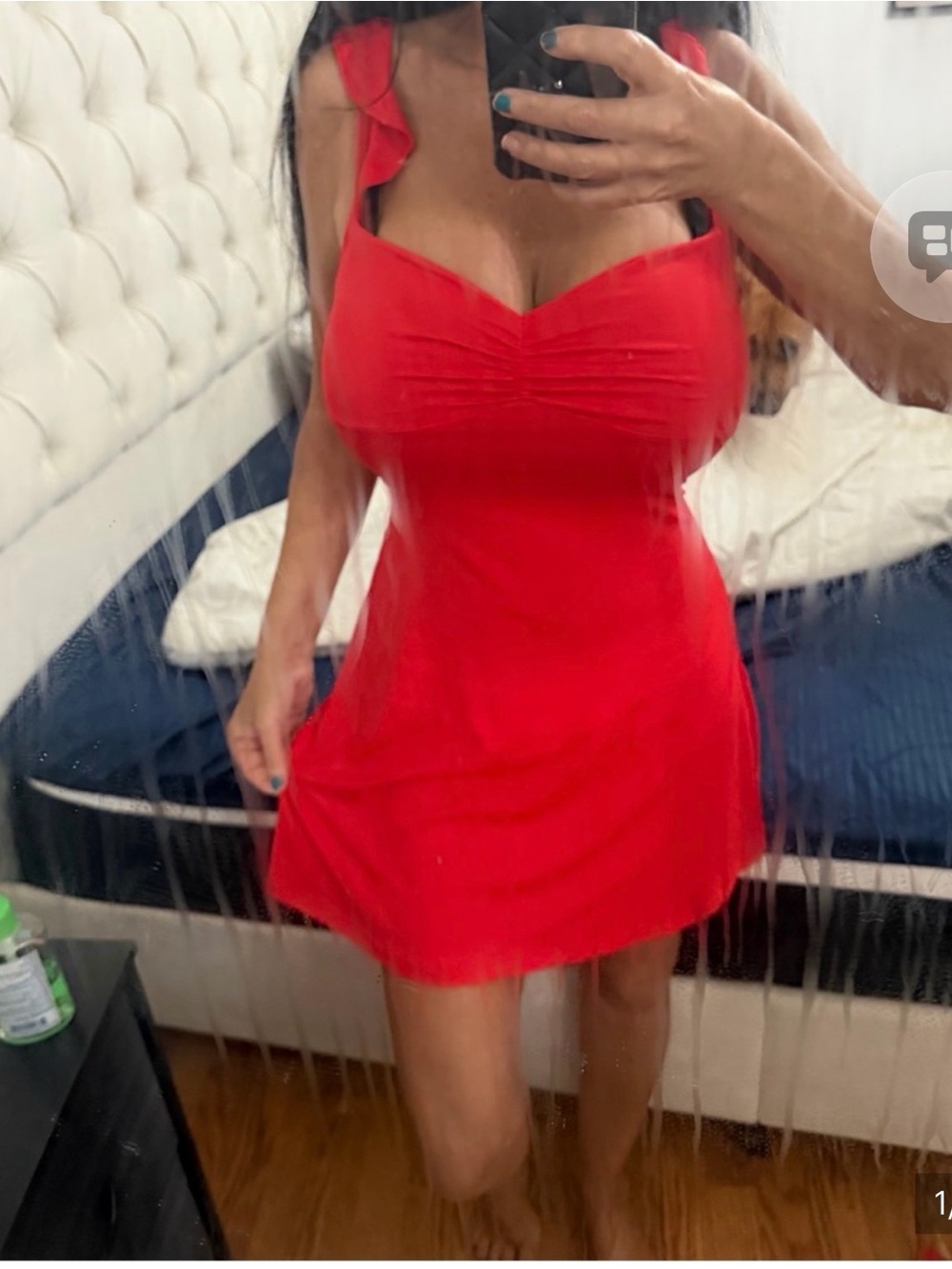 SHEIN Red Ruffle-Strap Sweetheart Mini Dress